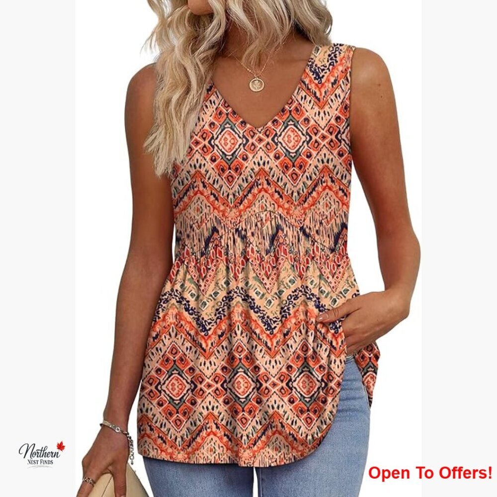 Flowy Peplum Tank Top V-Neck Sleeveless Women's Summer Top